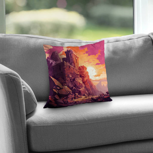 The Setting Rampart | Poly Twill Throw Pillow for Home Decor