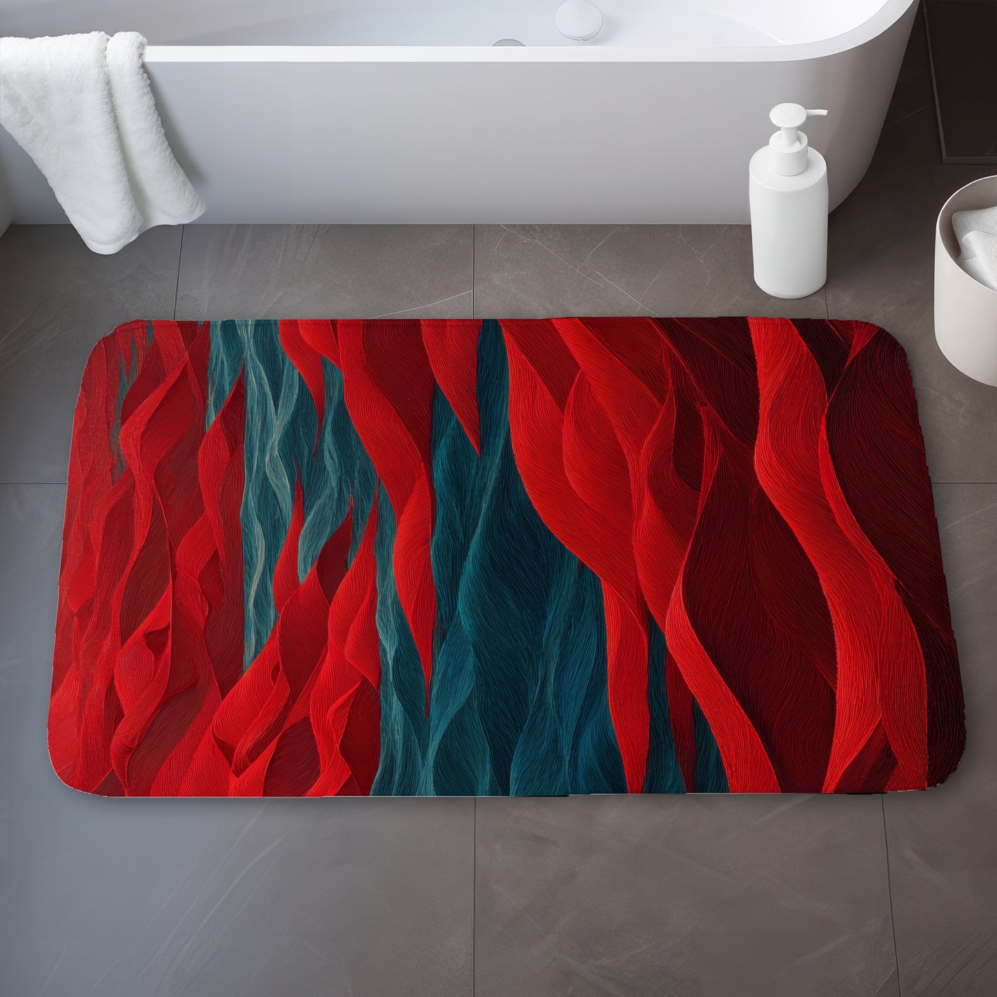 Red Sea Bath Mat - Stylish Red Home Decor for Comfort
