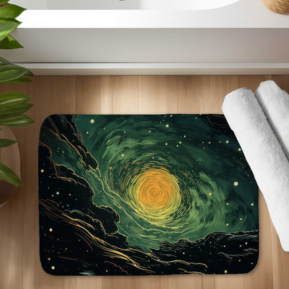 Turmoil in Space Yellow Bath Mat | Home Decor Essential