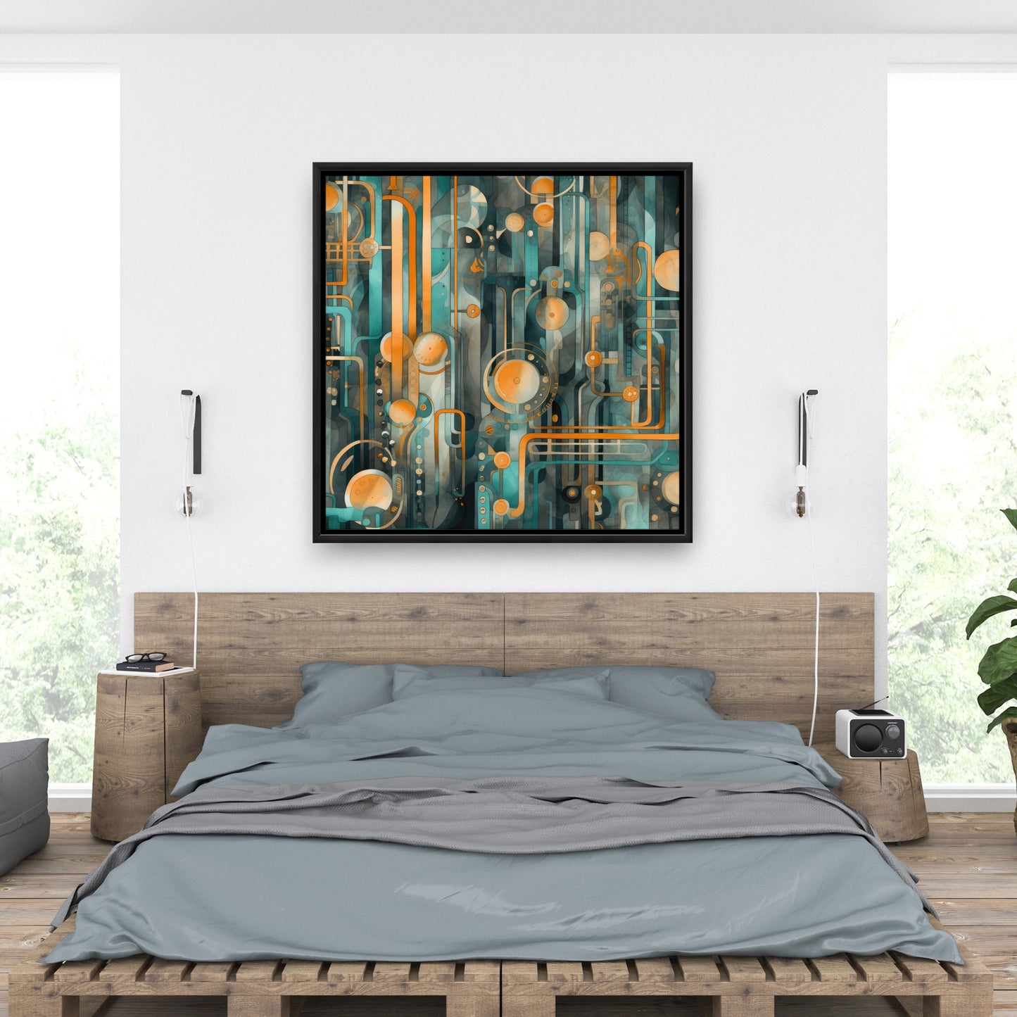 Astrological machinery - Framed Canvas - Print on demand