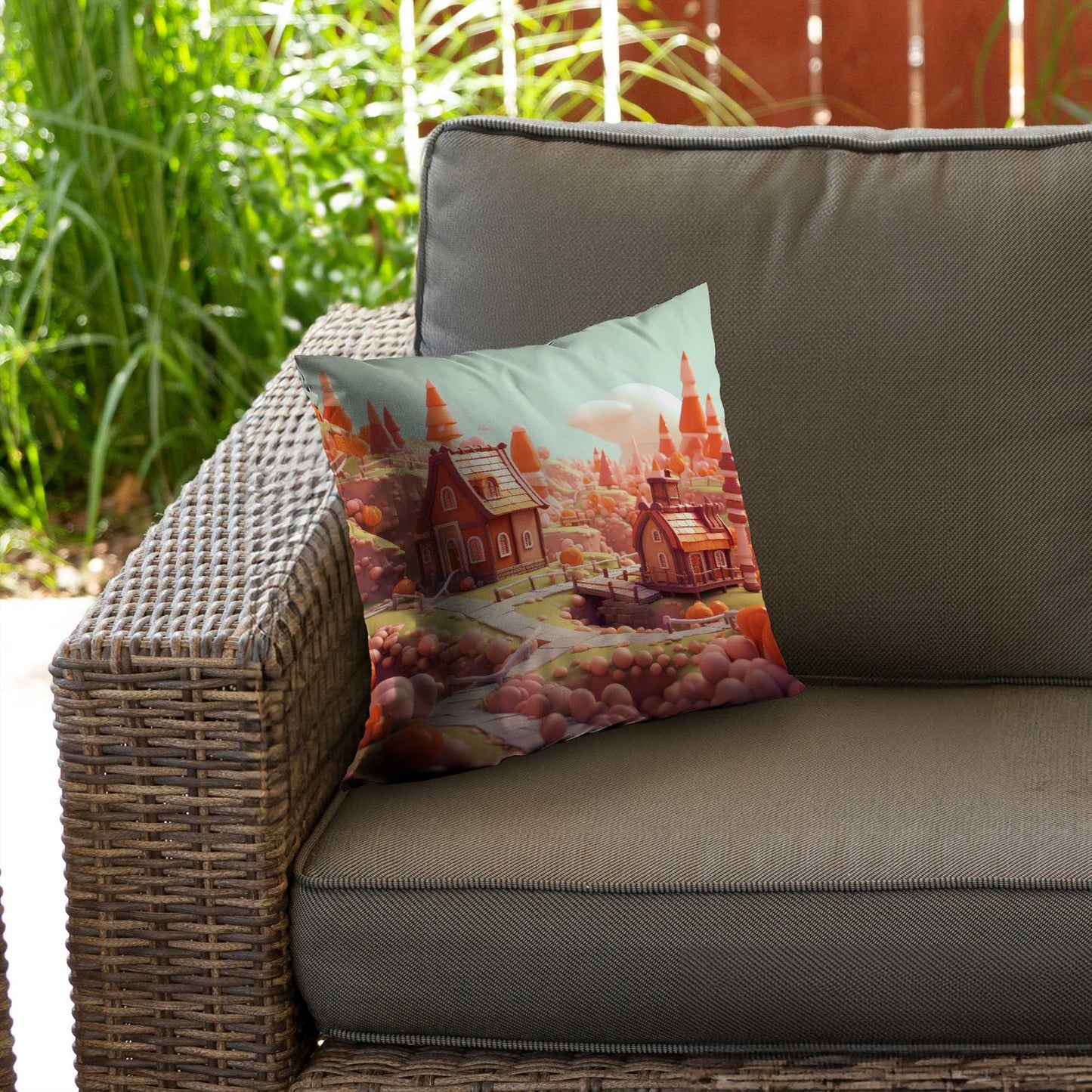 Coussin décoratif en sergé vert Toy Town pour la maison