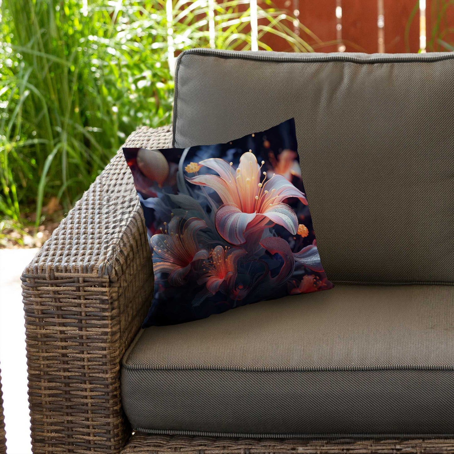 Coussin décoratif Astral Bloom en sergé de polyester - Garniture pour coussin intérieur