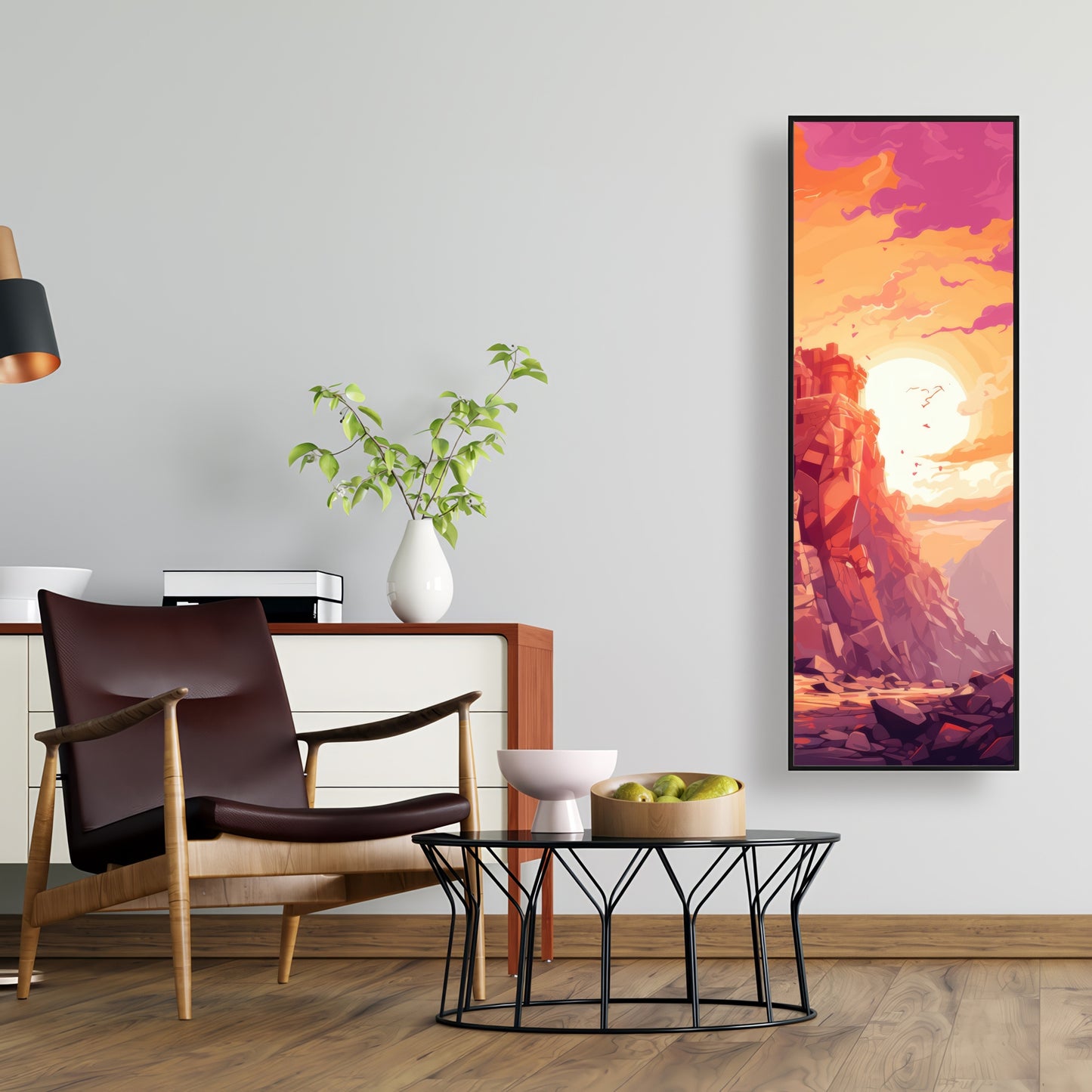 The Setting Rampart - Pink Framed Canvas for Home Decor