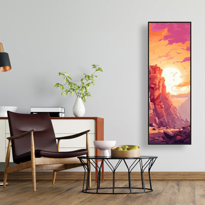 The Setting Rampart - Pink Framed Canvas for Home Decor