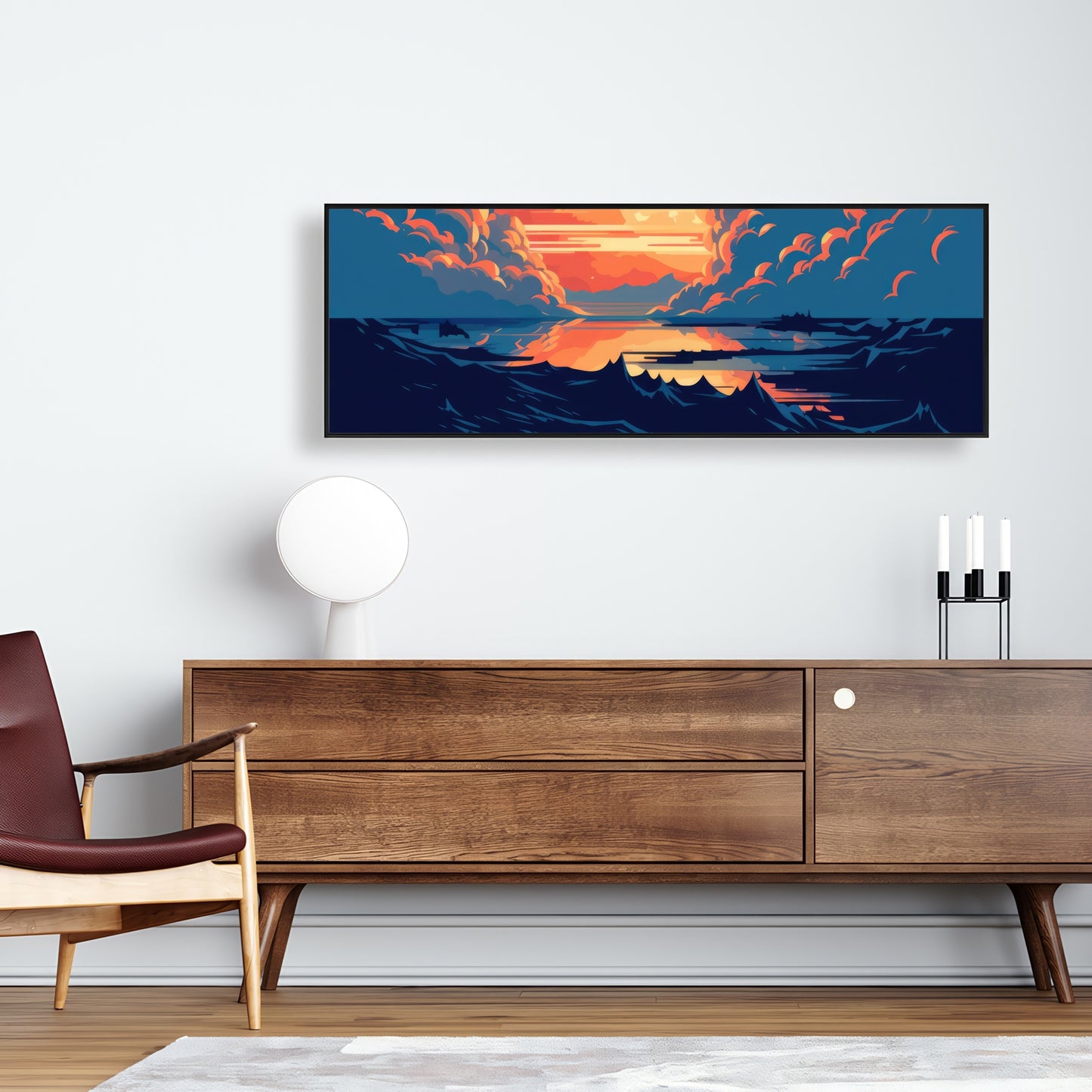 Orange and blue - 36"x36" Framed canvas