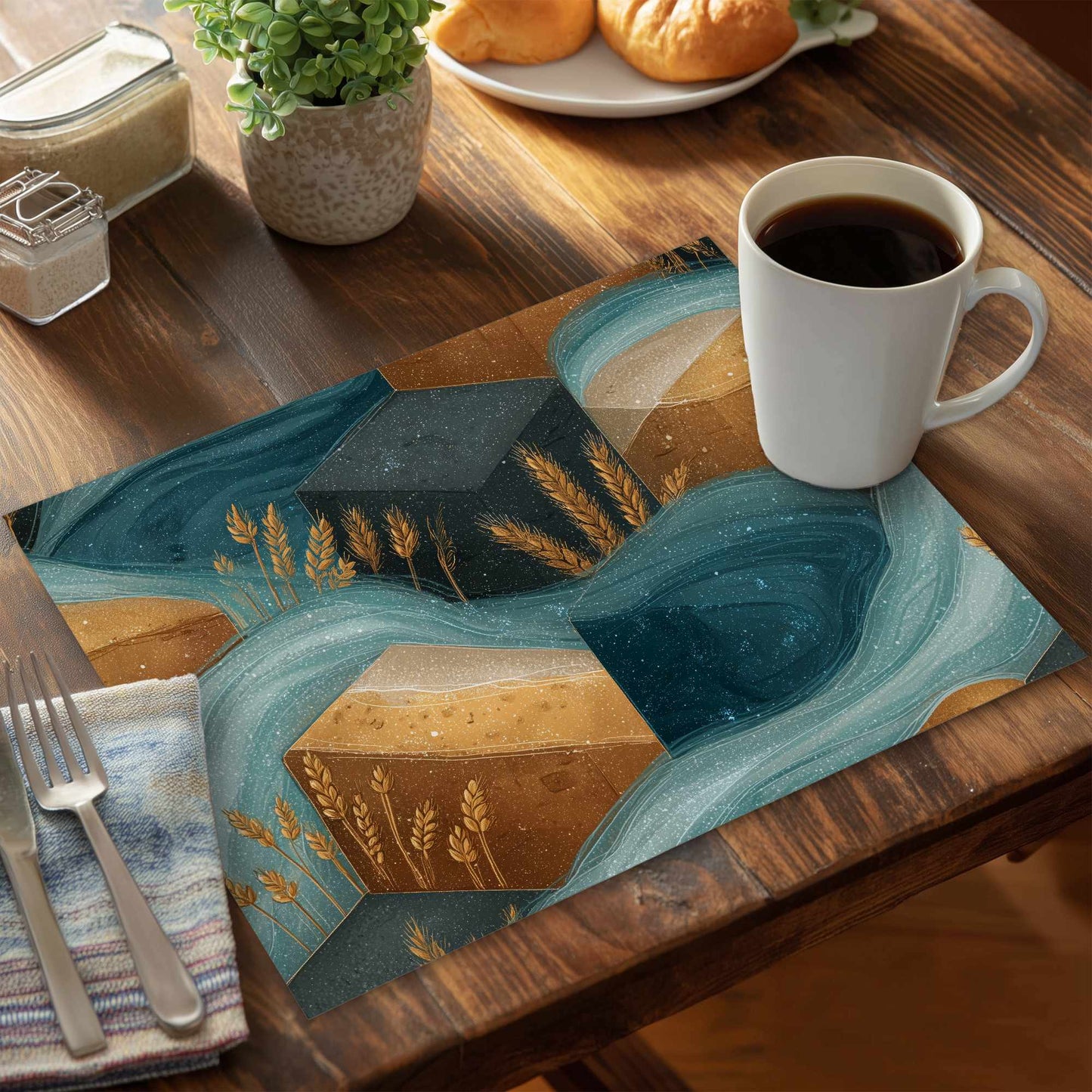 Set de table en polyester Golden Harvest Flow pour la décoration intérieure