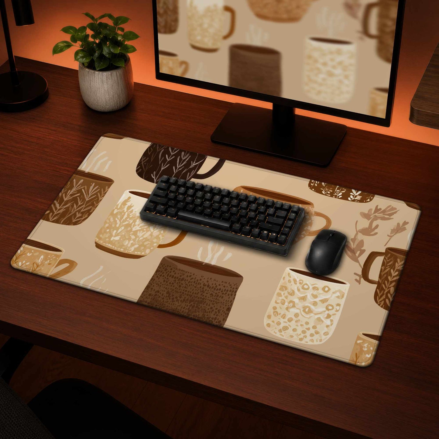 Cozy Cup Collection Desk Mat - Stylish Home Decor Essential