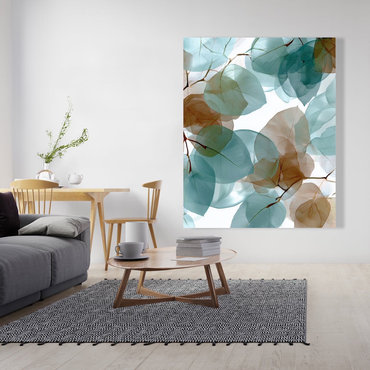 Translucent Leaves - Turquoise Canvas for Home Decor