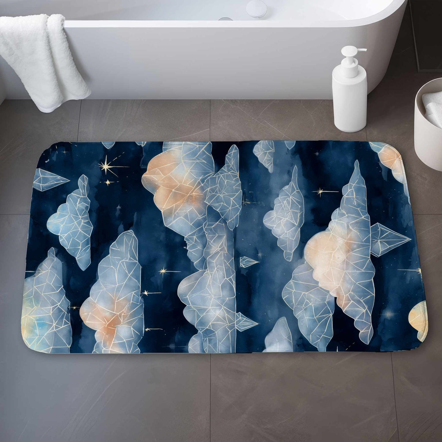 Tapis de bain Nuages de cristaux célestes | Tapis doux de décoration intérieure