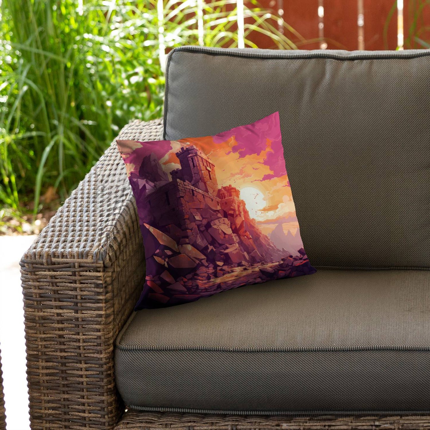 The setting rampart - Throw pillow - Print on demand