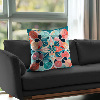 Coussin décoratif Mandala en sergé de polyester - Accessoire de décoration unique pour la maison
