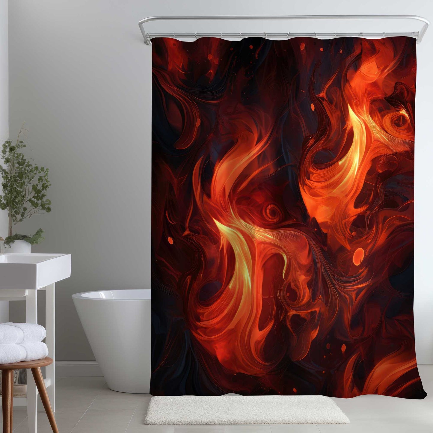 Rideau de douche Fires of Heck | Accent de décoration unique