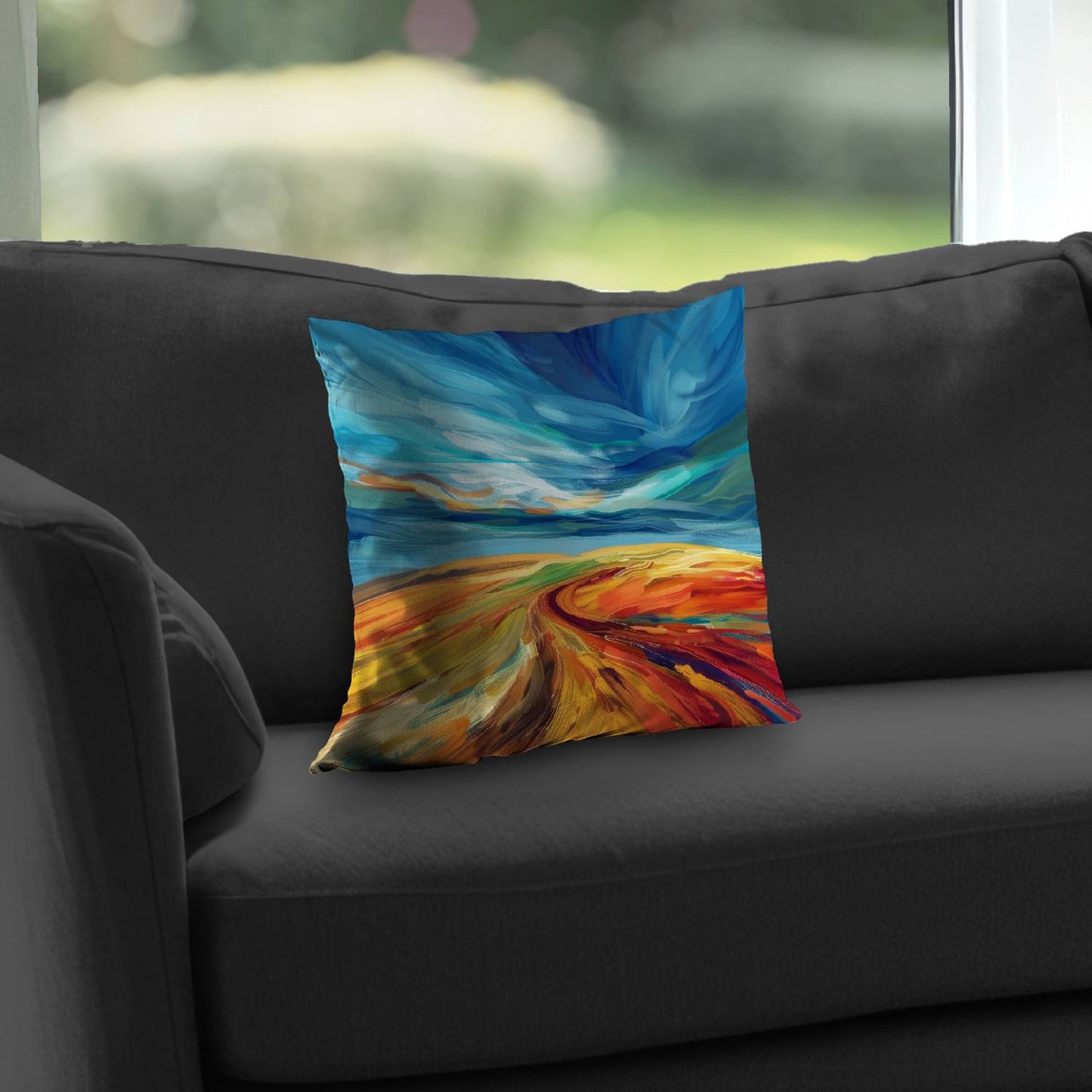 Land flow Yellow Poly Twill Throw Pillow - Home Decor Insert