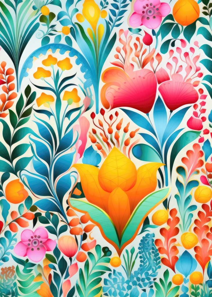 Flowing Flowers Orange Indoor Outdoor Door Mat | Home Decor