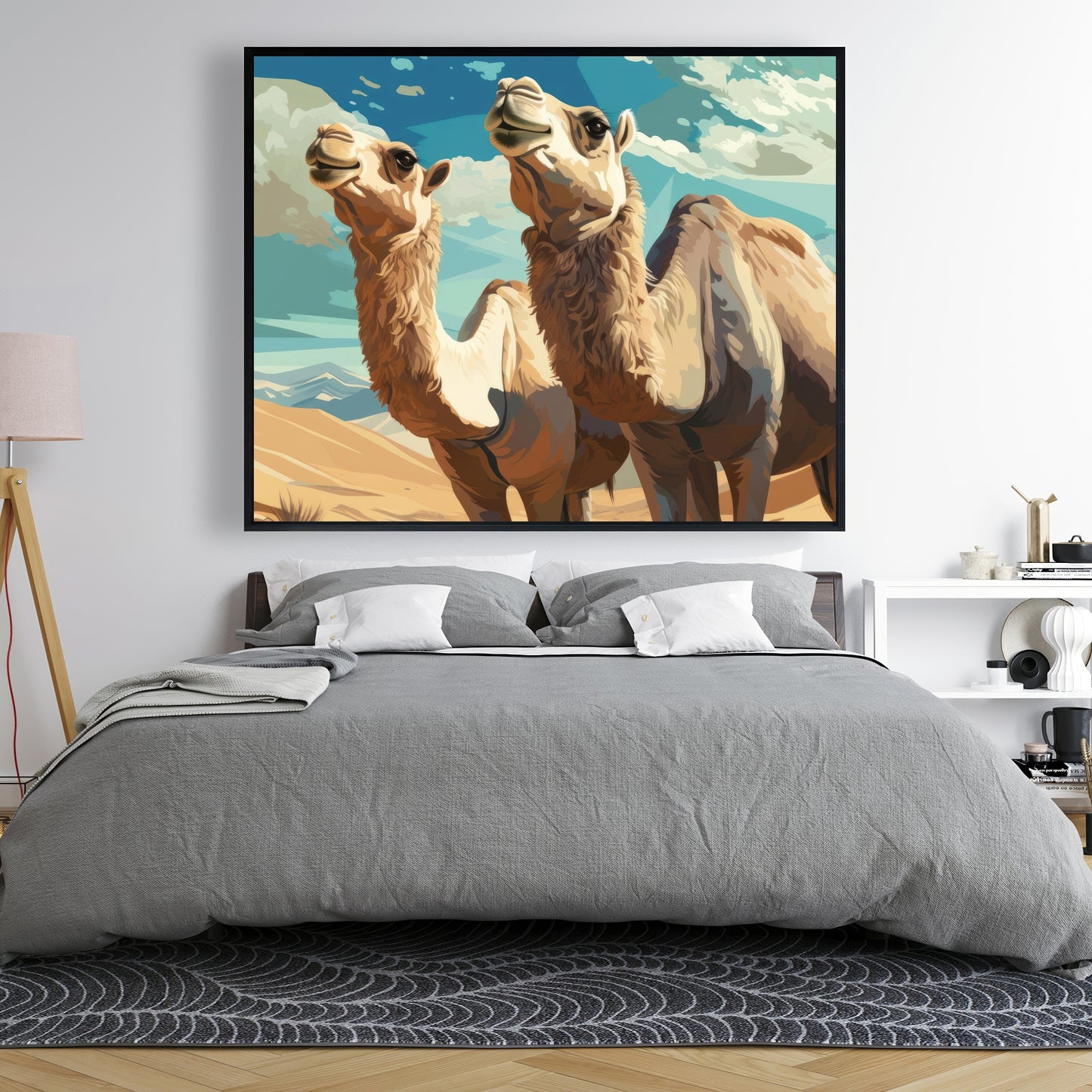 Camels looking up - 36"x36" Framed canvas