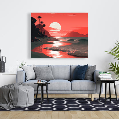 Blood Sun - Gray Canvas Art for Modern Home Decor
