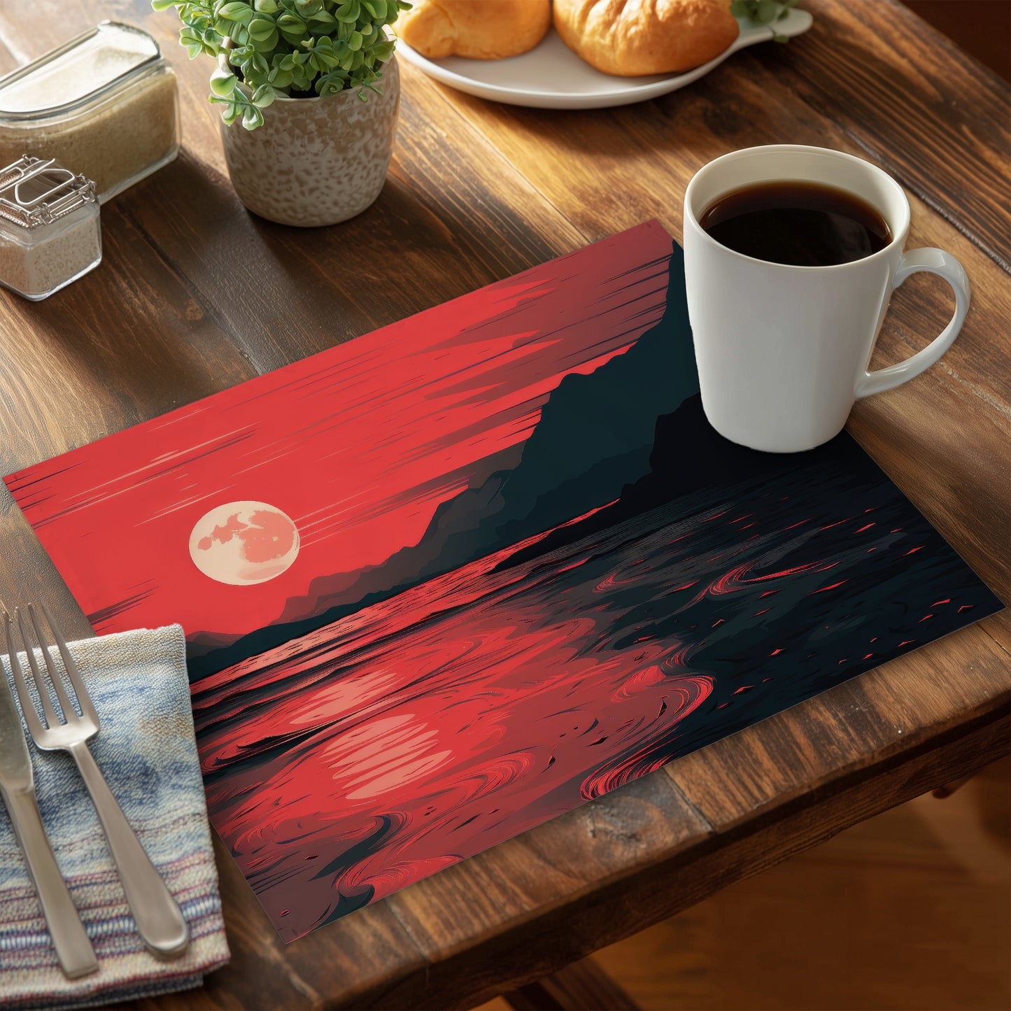 Bloody Tides - Gray Polyester Placemat for Home Decor