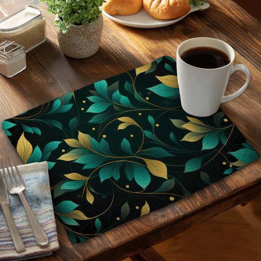 Twirling Twigs - Yellow Braided Polyester Placemat for Decor