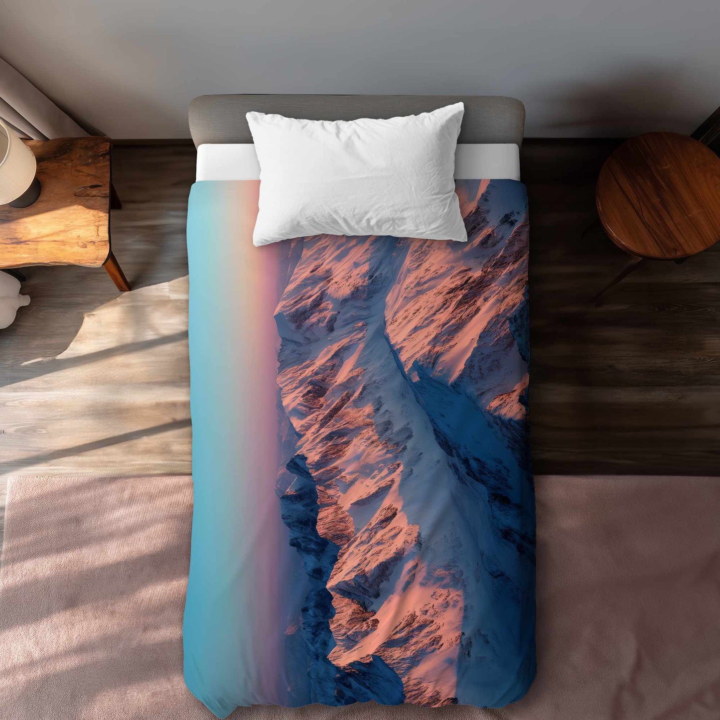 Housse de couette bleue Sunny Peaks - Un indispensable de la décoration intérieure élégante
