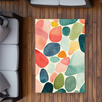 Seedy shapes Turquoise Outdoor Area Rug for Home Decor