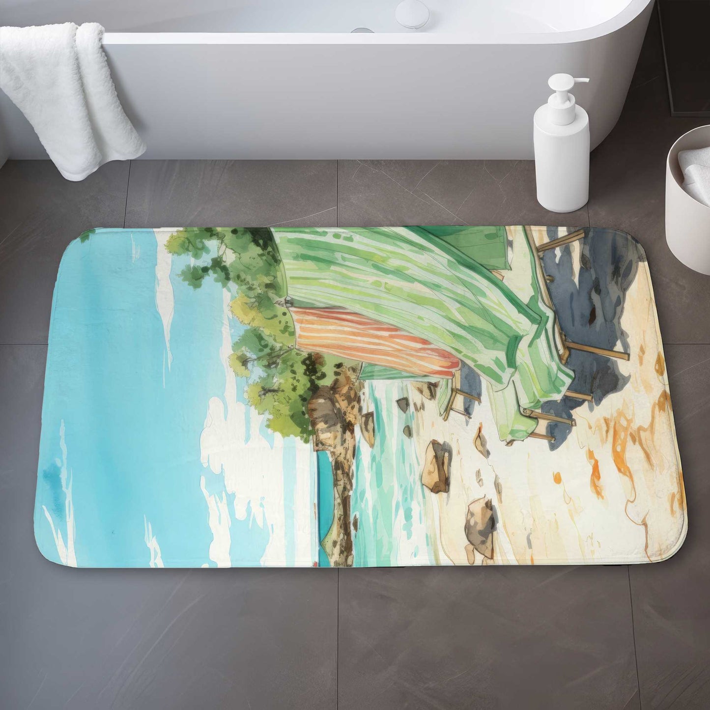 Beach Calm Green Bath Mat - Eco-Friendly Decor Accessory