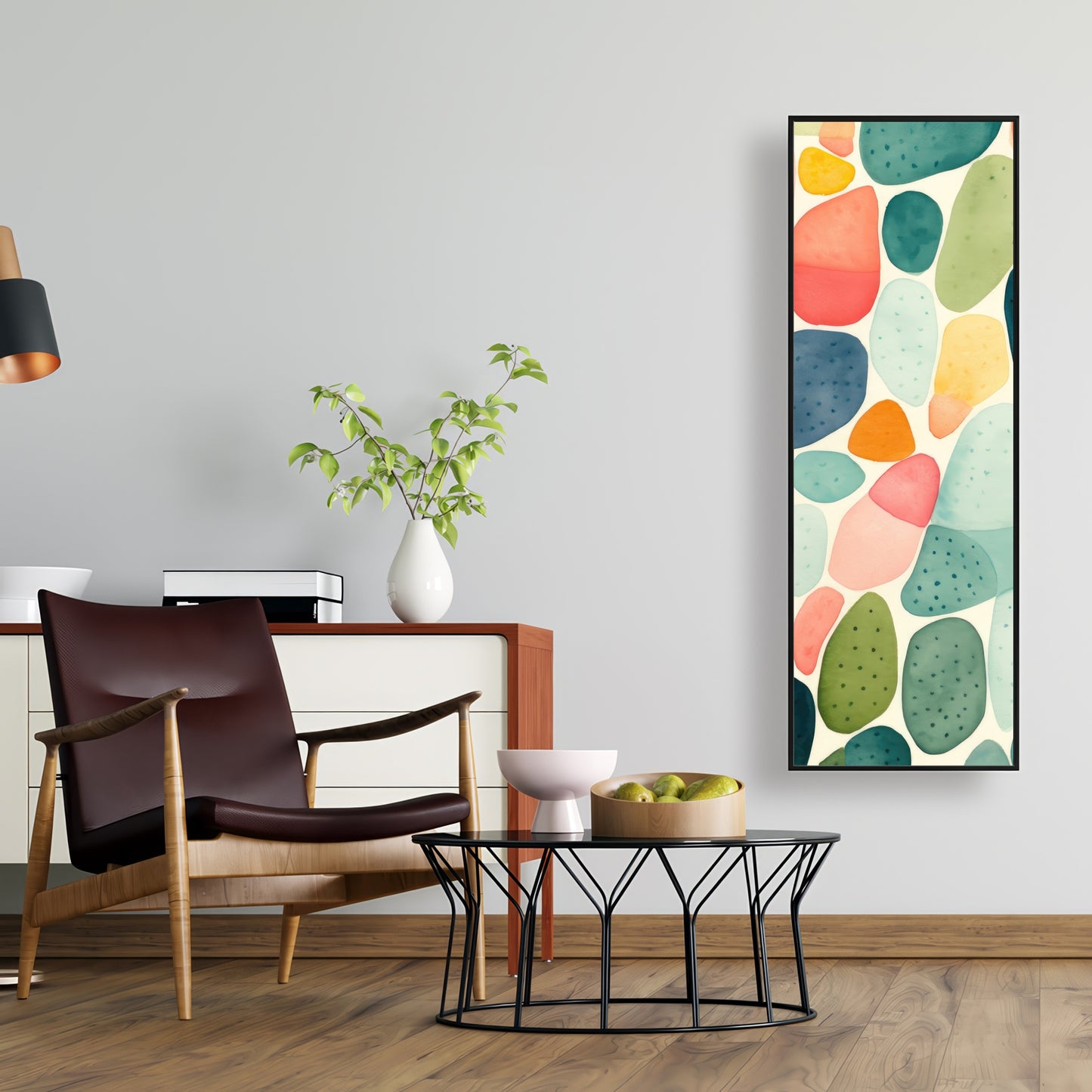 Seedy Shapes - Turquoise Framed Canvas for Home Decor