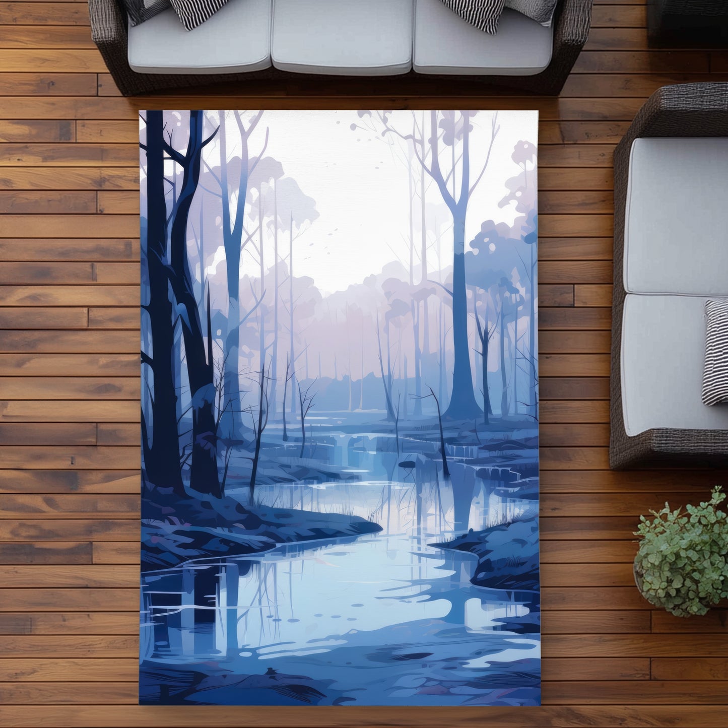 Cold and Muddy Blue Outdoor Area Rug for Home Decor