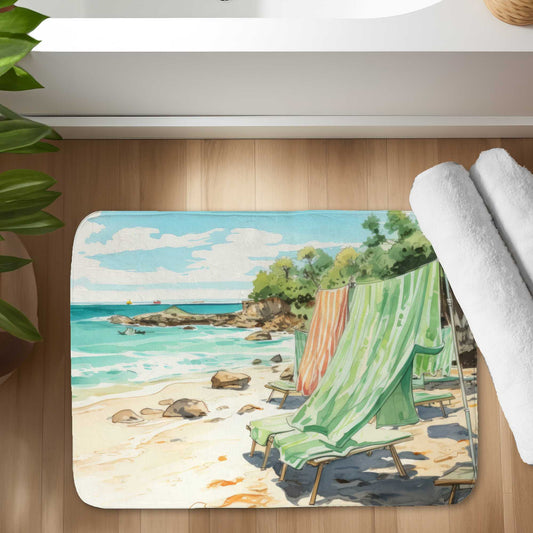 Beach Calm Green Bath Mat - Eco-Friendly Decor Accessory