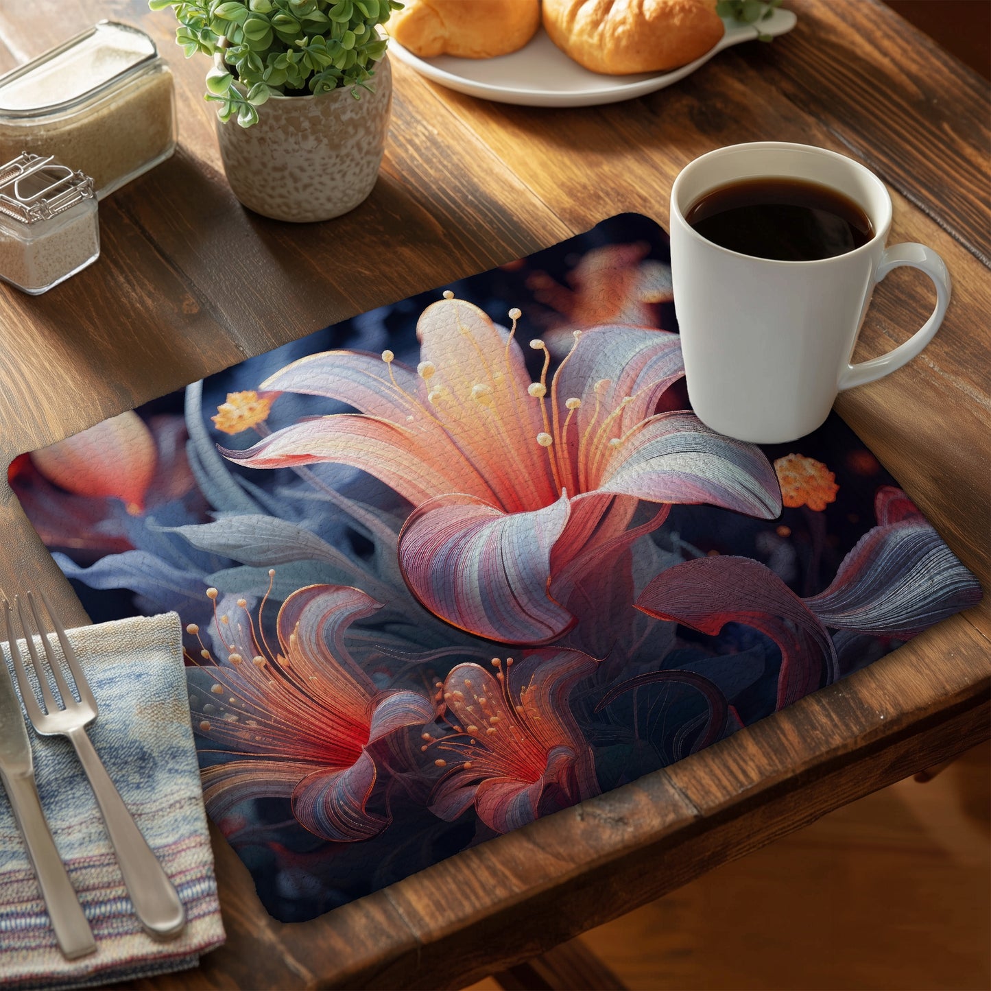 Astral Bloom - Braided Polyester Placemats for Home Decor