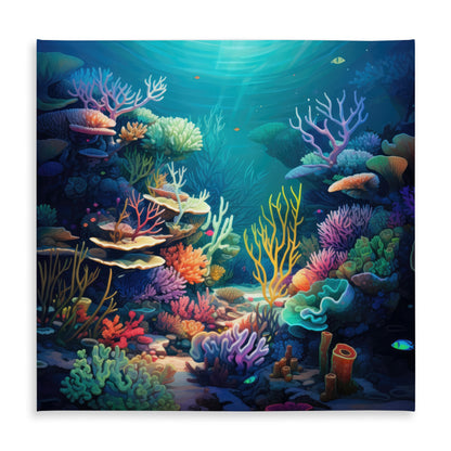 Filled with life Blue Indoor Outdoor Tablecloth