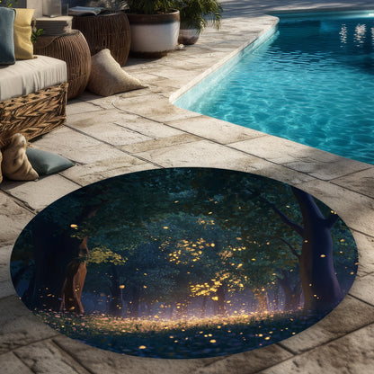 Tapis d'extérieur rond Feuilles Lumineuses - L'accessoire indispensable pour votre décoration intérieure