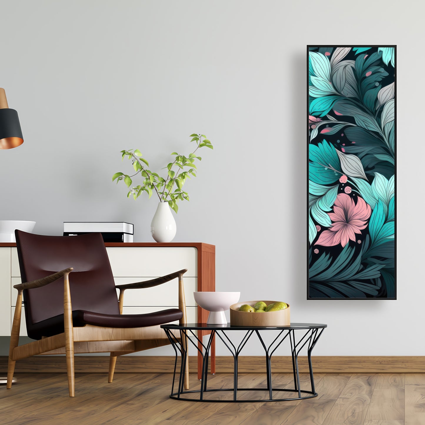 Neon leaves - 36"x36" Framed canvas