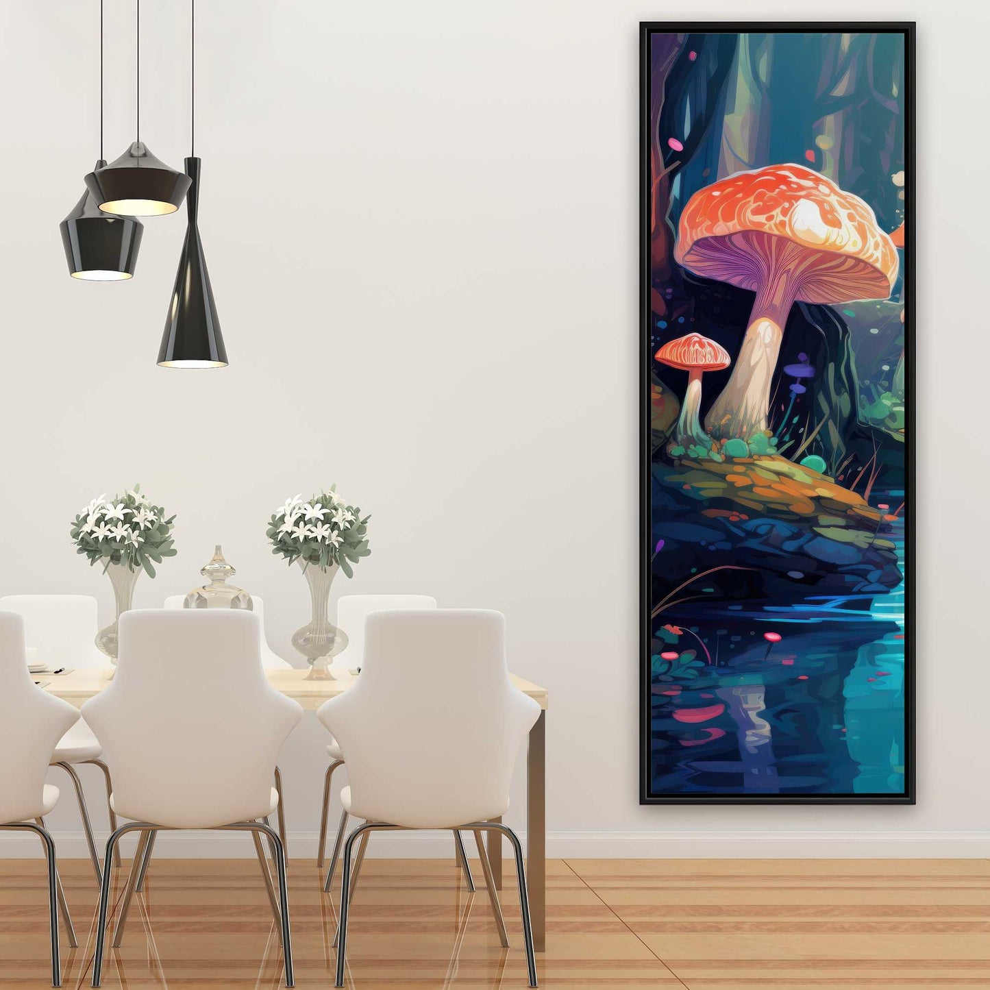 Whimsical Forest - Red Framed Canvas for Home Decor