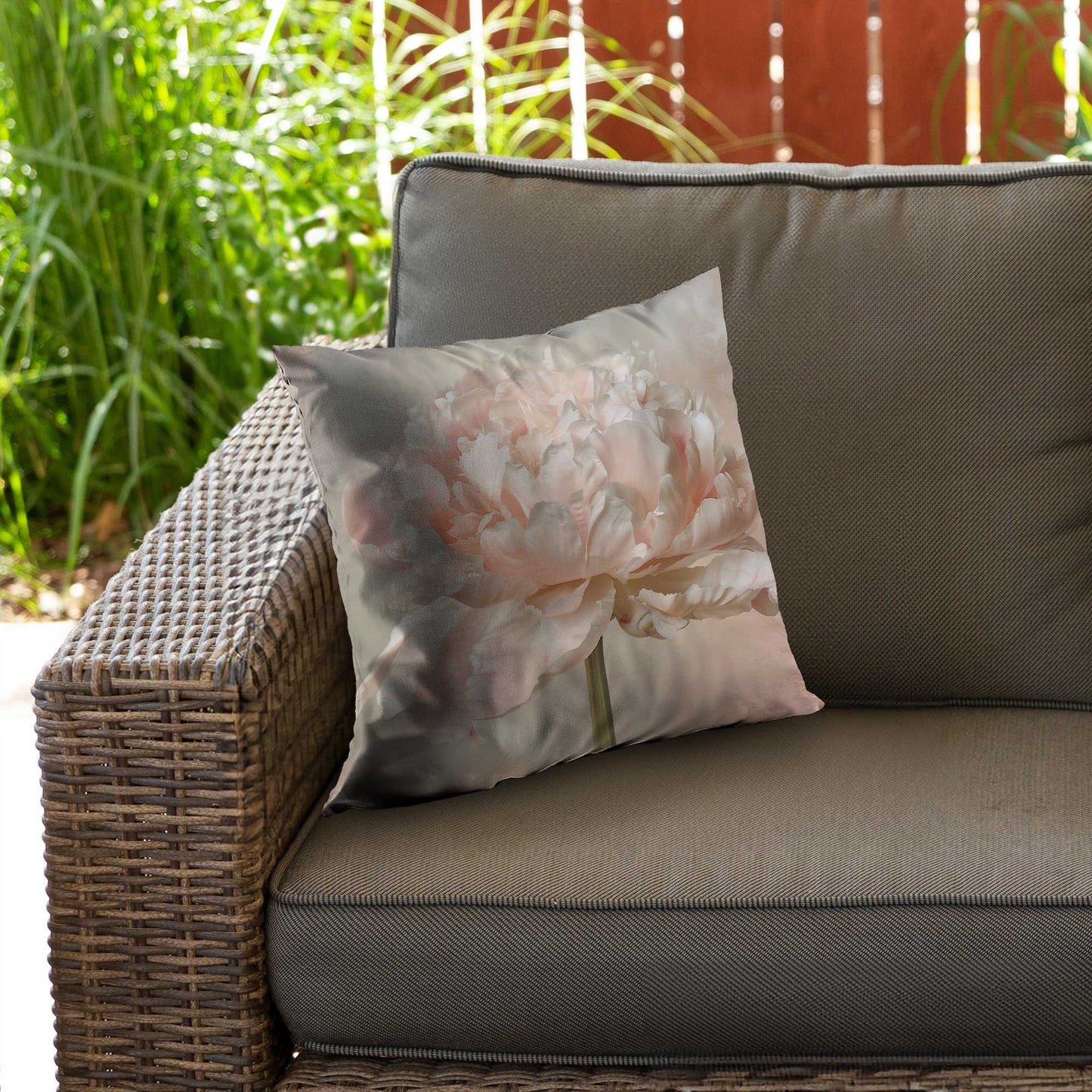 Peony Poly Twill Throw Pillow - Elegant Home Decor Accent