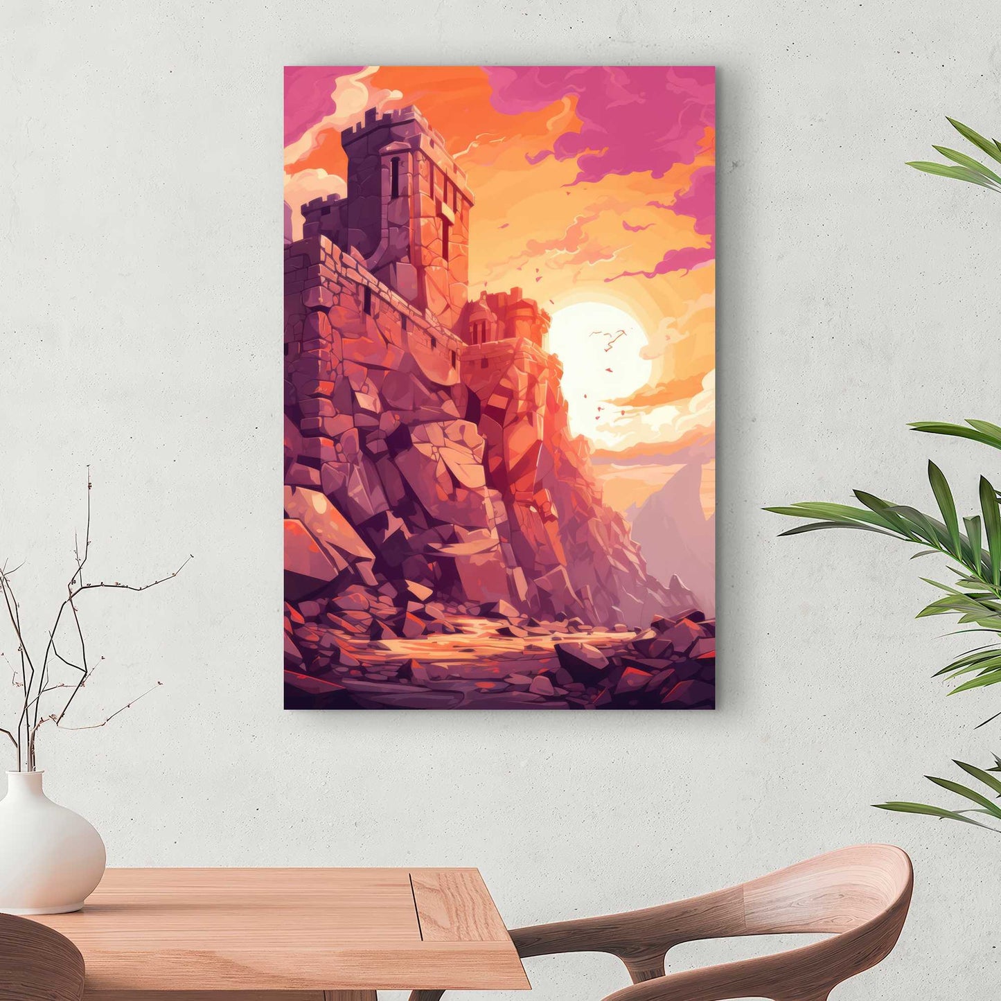 The Setting Rampart - White Canvas | Stylish Art