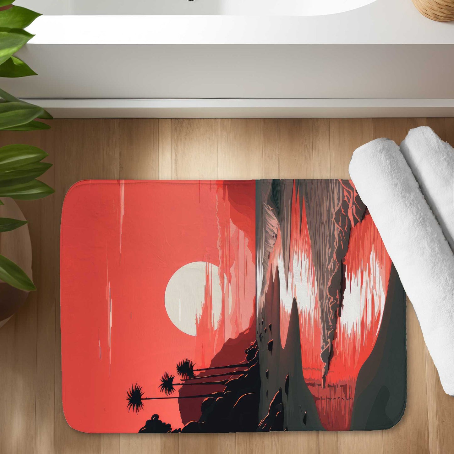 Blood Sun Bath Mat | Stylish Home Decor Rug, Soft & Durable