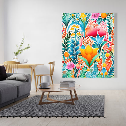 Flowing Flowers - Green Canvas for Elegant Home Decor