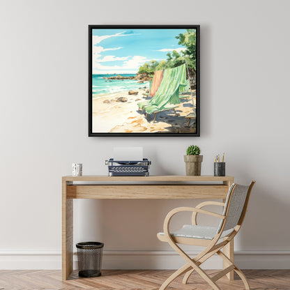 Beach Calm - Beige Framed Canvas for Elegant Home Decor