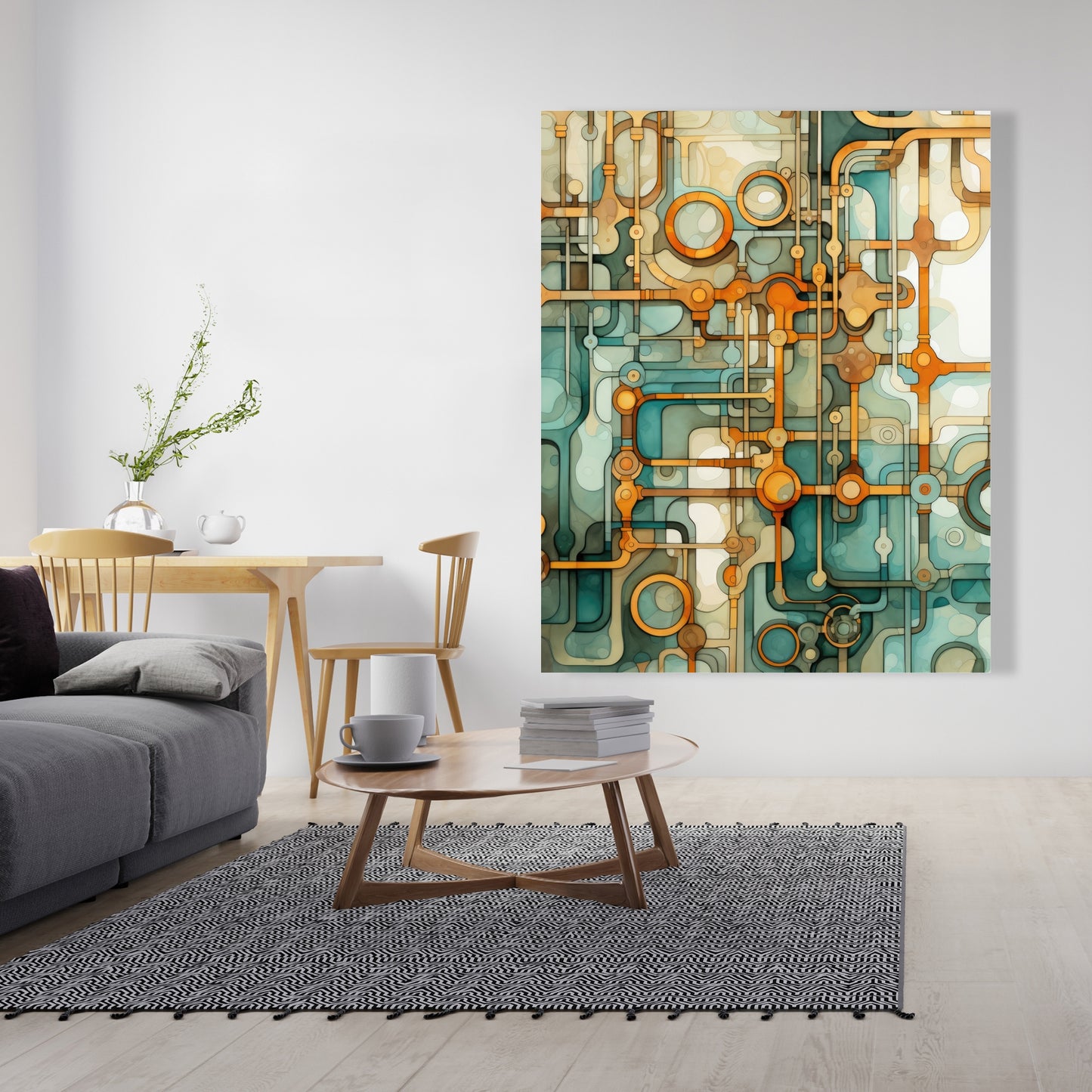 Turns and bends - Turquoise Canvas for Home Decor | Art