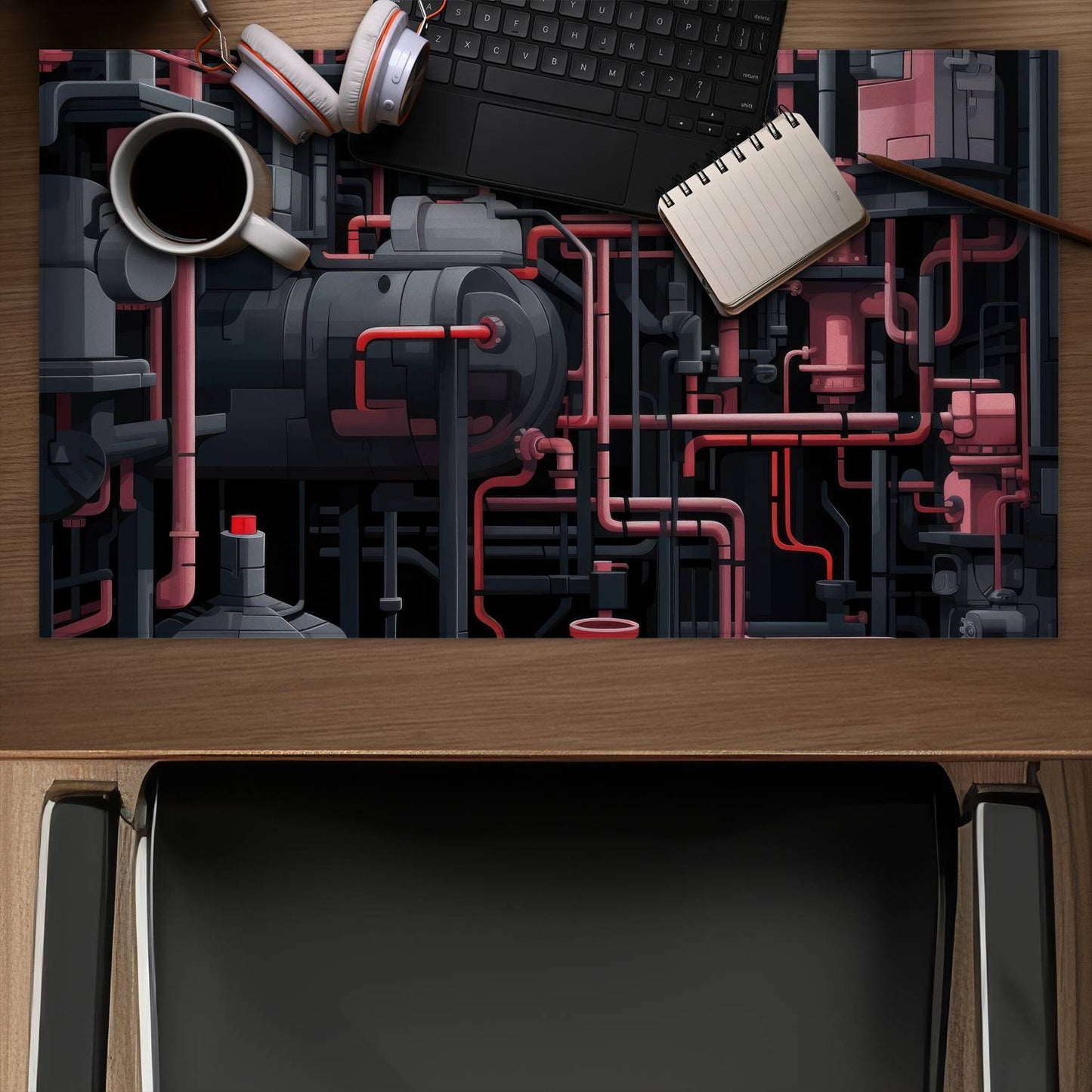 Dark Pipes - Black Desk Mat for Stylish Home Decor