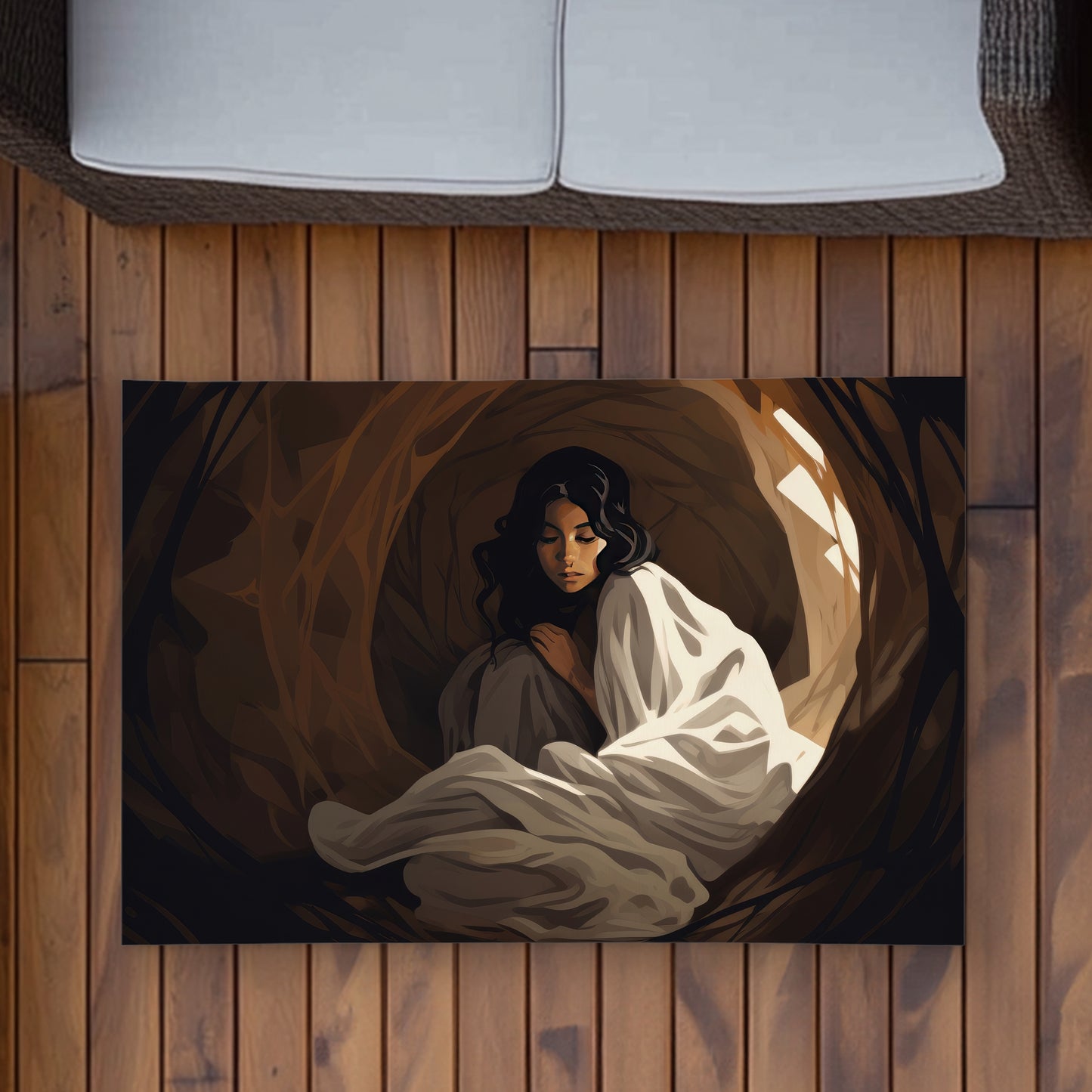 Warm embrace - Beige Outdoor Area Rug for Home Decor