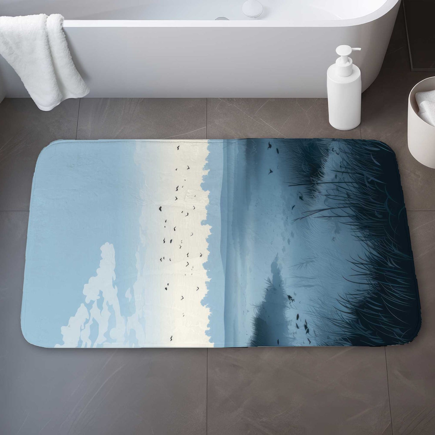 Evening marsh Gray Bath Mat | Elegant Home Decor Accessory