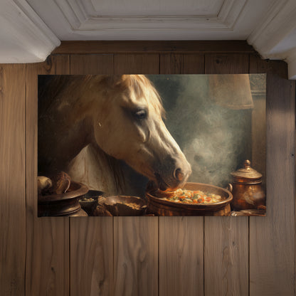 Horse on Soup - Black Indoor Outdoor Door Mat for Home Decor