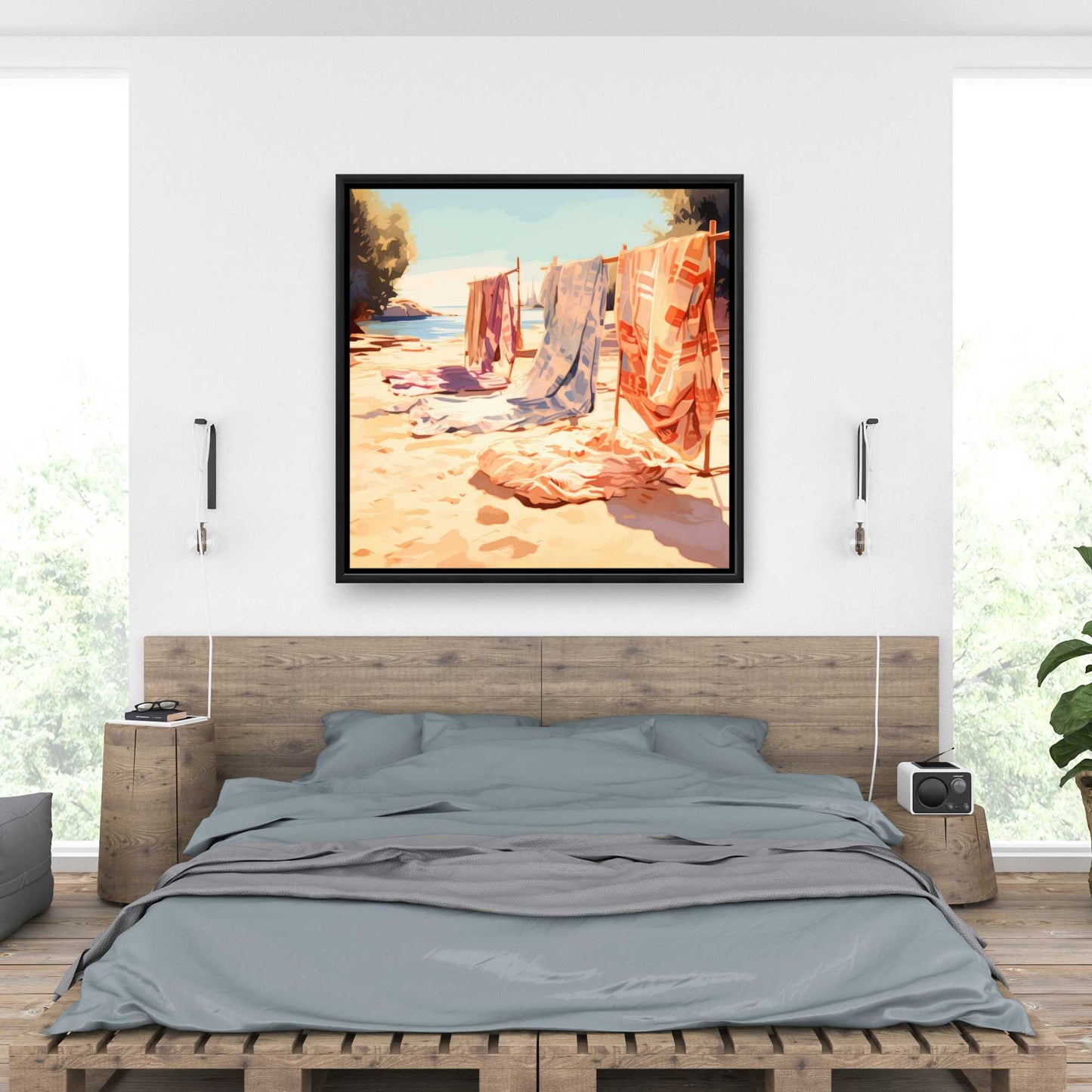 Warm Sands - Beige Framed Canvas Art for Home Decor