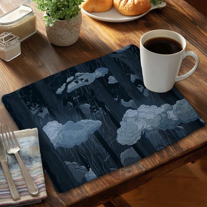 Sets de table en polyester tressé Sneaky Clouds pour la décoration intérieure