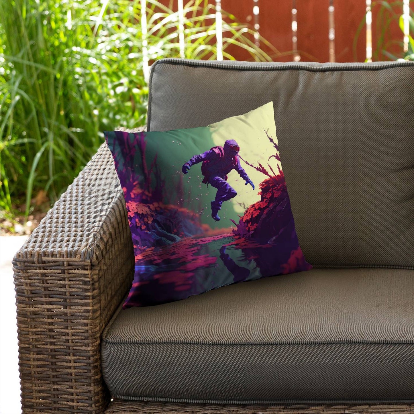 Neon leap - Throw pillow - Print on demand