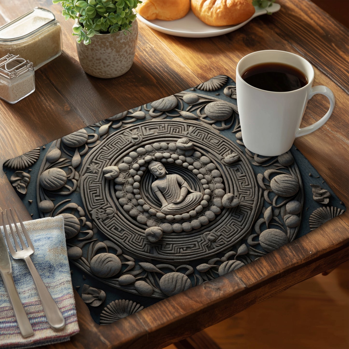 Spiritual Peace Braided Polyester Placemat for Home Decor