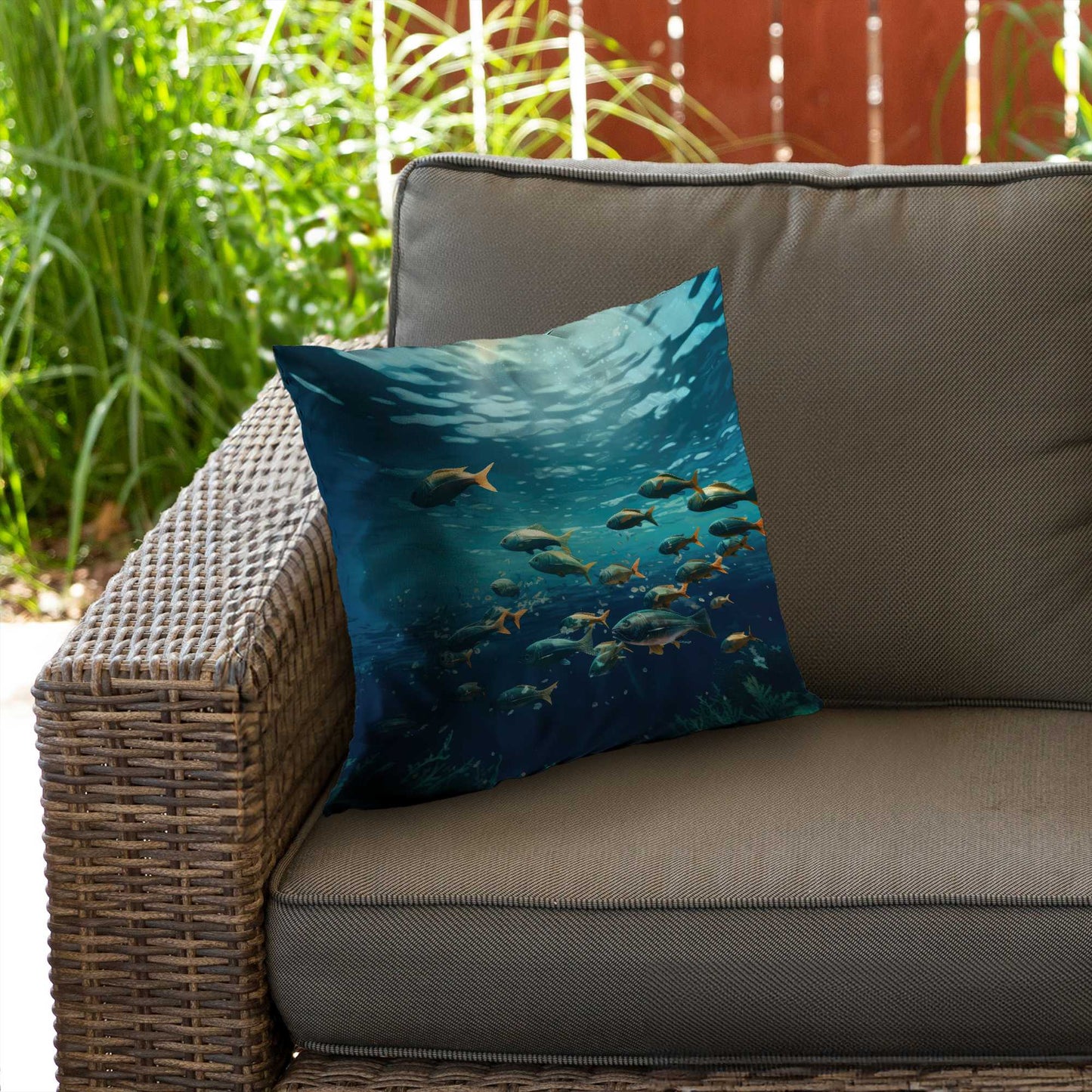 Shallow Swim Blue Poly Twill Throw Pillow Insert | Decor