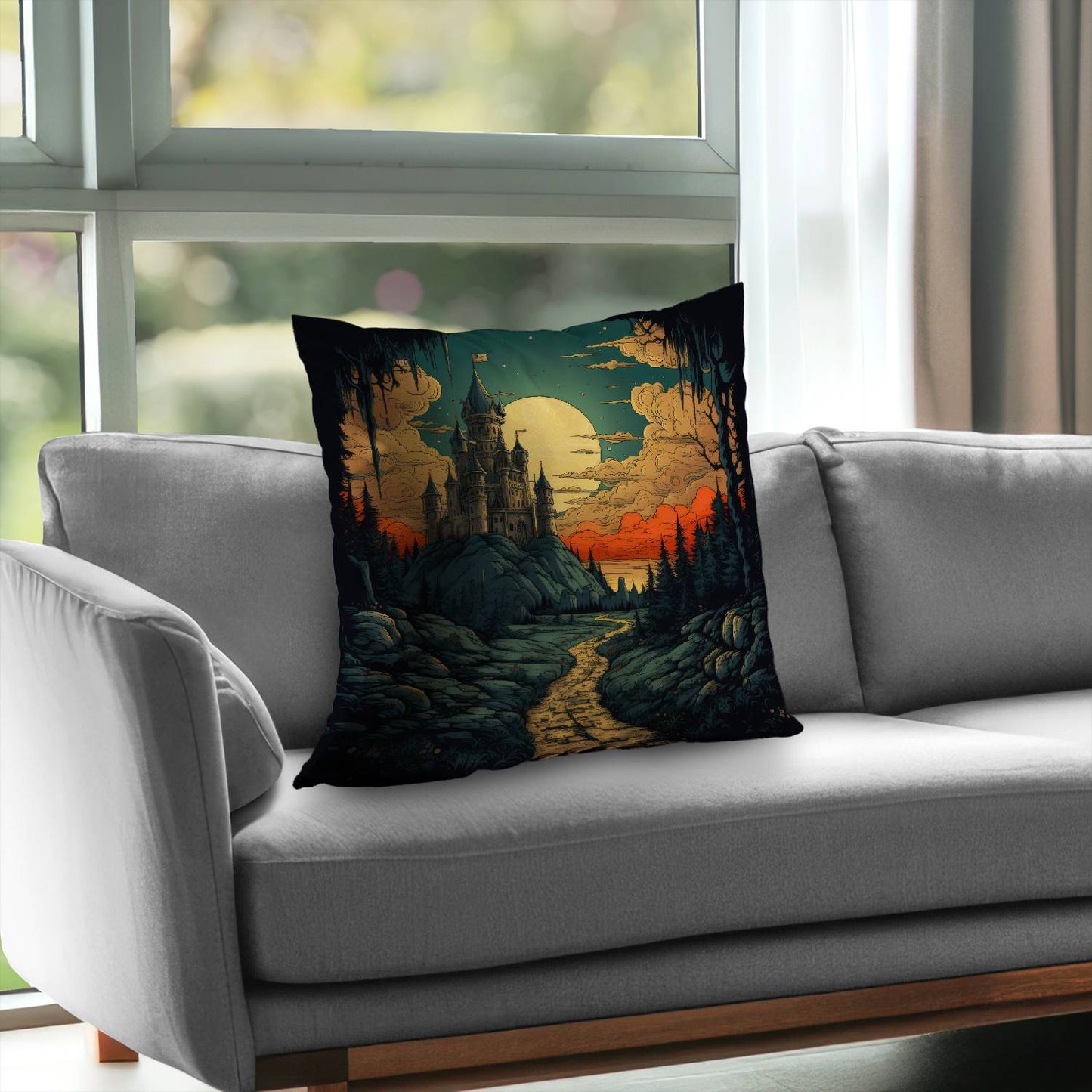 Haunted lands - Throw pillow - Print on demand