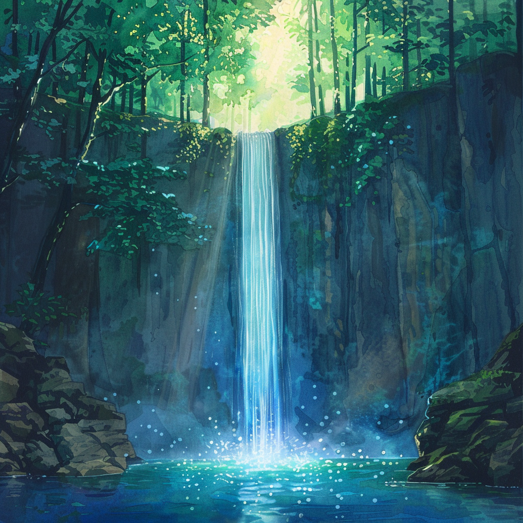 Waterfall - Framed Canvas - Print on demand
